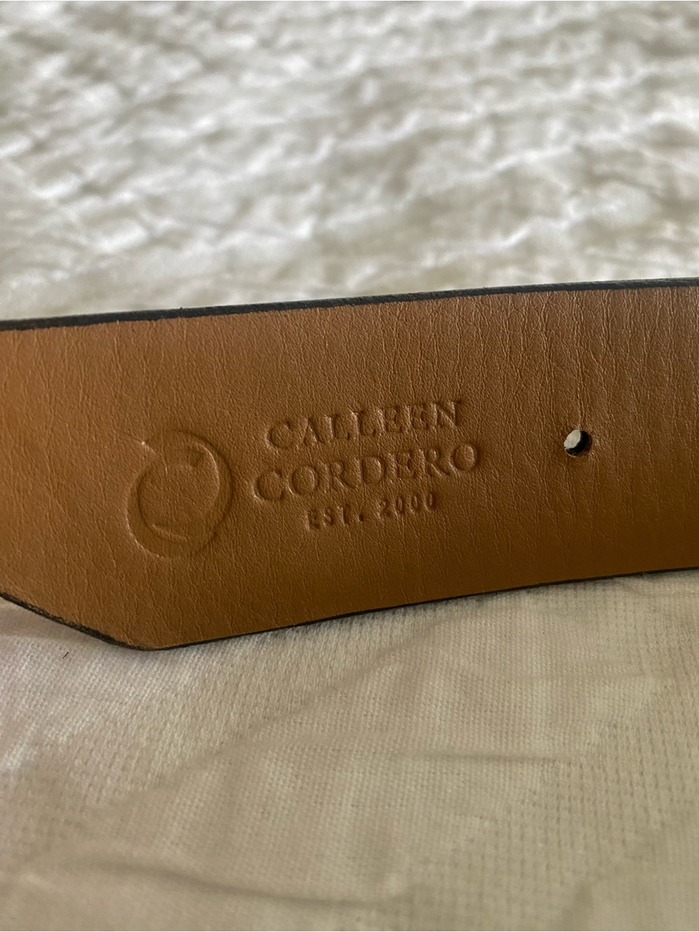 Women's Black Leather Belt with Brass Buckle - Picture 7 of 9